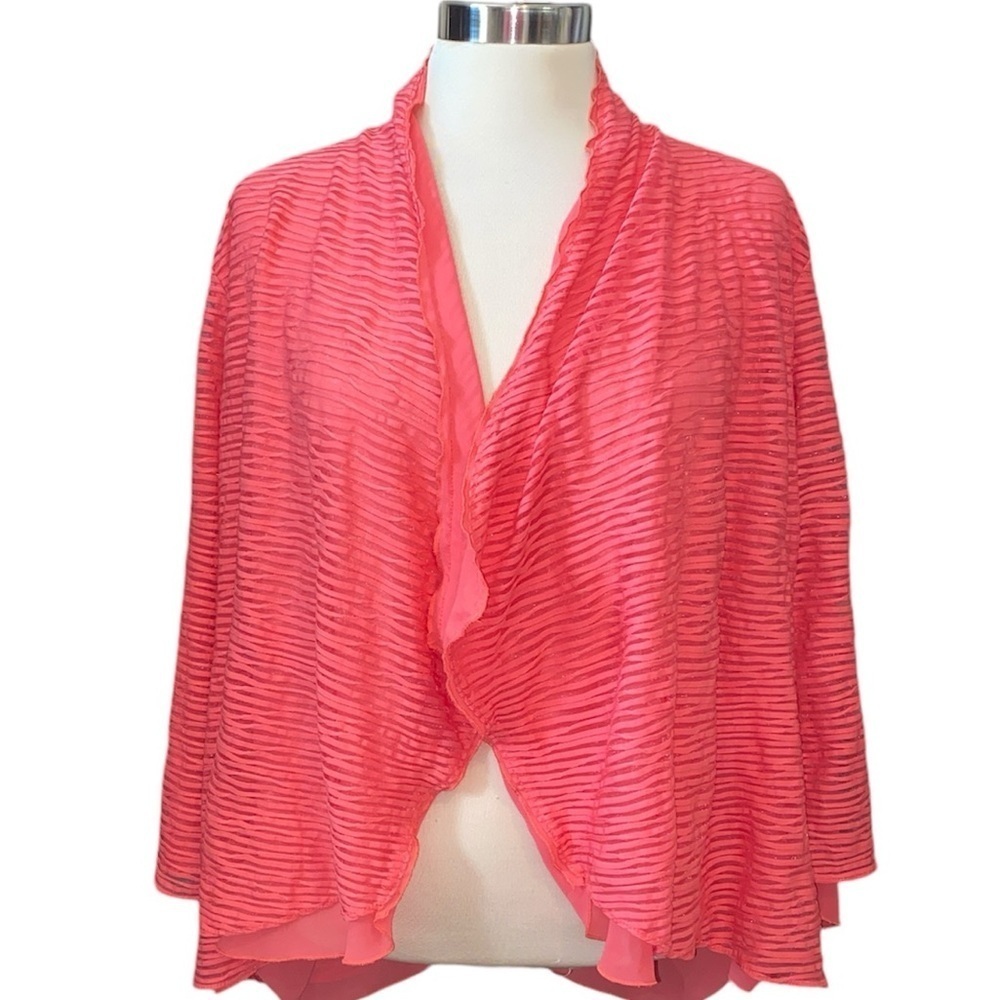 Christopher & Banks open front cardigan sheer w/lining 3/4 sleeves Sz Large